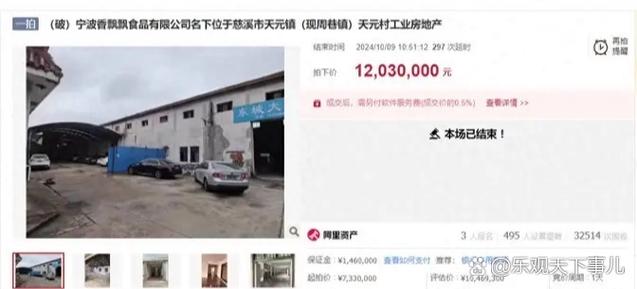 宁波香飘飘破产后工厂被拍卖,以1203万元成交,此香飘飘非彼香飘飘 一